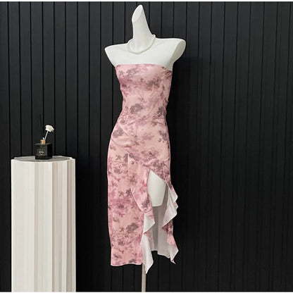 EMITA BLOOM dress hitam wanita party dress wanita kekinian long dress press body sexy lengan korean style y2k dress pantai jumbo (XS-