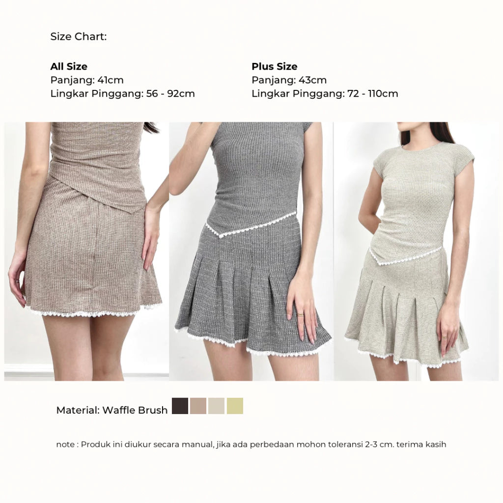[GURLBUCKET] Medico Set / Top / Skirt / Atasan / Rok / Oneset Waffle Brush "Pakaian Wanita"