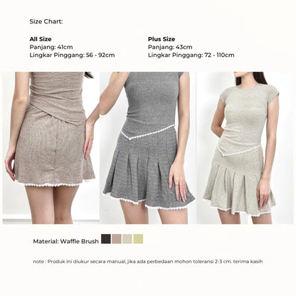 [GURLBUCKET] Medico Set / Top / Skirt / Atasan / Rok / Oneset Waffle Brush "Pakaian Wanita"