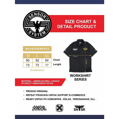 SIXPRO - Kemeja Pria Workshirt Sensor System Kemeja Casual Lengan Pendek Full Bordir Original