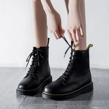 PINKEY P014 Sepatu Boots Wanita Kulit Putih Premium Quality