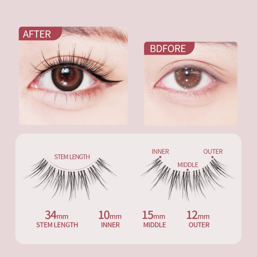 MLEN DIARY Bulu Mata Capacity 4 Pairs Contains Glue DIY bulu mata eyelash extension 1 paket Bulu Mata Palsu + lem Makeup Korea