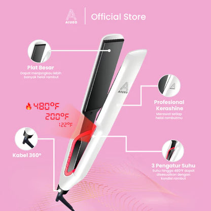 AIUEO Catokan Rambut 957 Celeb 1 • Catok Rambut Recommended Plat Besar Untuk Rambut Ikal Membandel Teknologi