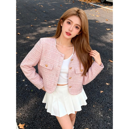 EMITA BLOOM blazer pink wanita premium elegant baju outer crop top lengan pendek kondangan wanita kekinian oversize korea style