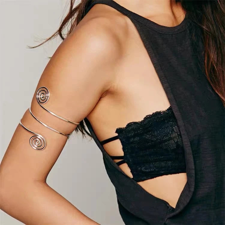 Gelang lengan Trendy Geometric Twisted Cuff Bracelet On The Upper Arm for Women Water Drop Shape Bangles Adjustable Jewelry Party Girls
