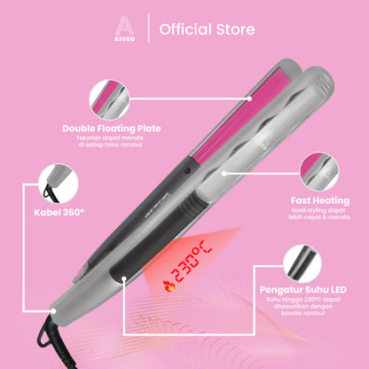 AIUEO Catokan Rambut Wyne 08A Alat Catok 3in1 Meluruskan Keriting Blow Plat Ceramic Kabel Putar