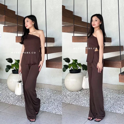 Joji One Set Tanktop Celana Panjang Setelan Rib Knit Premium Wanita