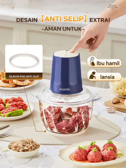 ecentio penggiling daging blender 2L chopper daging dan bumbu 6 Pisau blender mpasi bayi peralatan dapur chopper choper blender bumbu