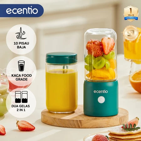 ecentio juicer portable 10 pisau juicer buah tanpa ampas 380ml+380ml blender jus buah juicer hand blender blender jus blender