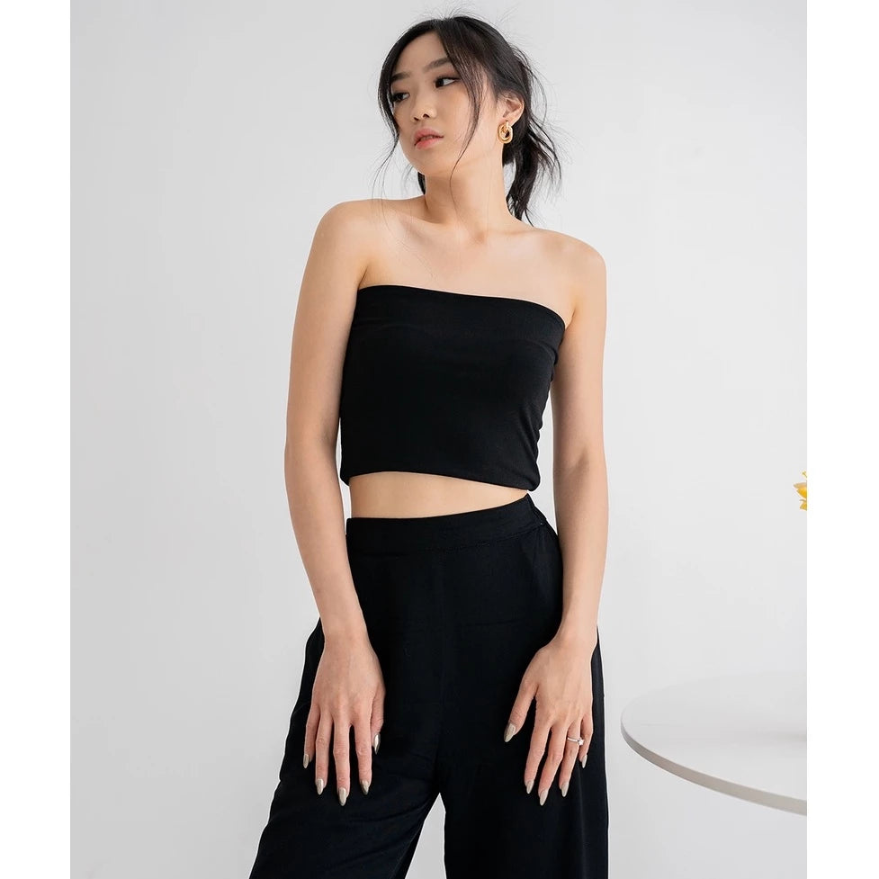 NZINGA Beau | Crop Tube Top Polos - Baju Tanpa Tali Stretch Fit Elegan | All size dan Big Size