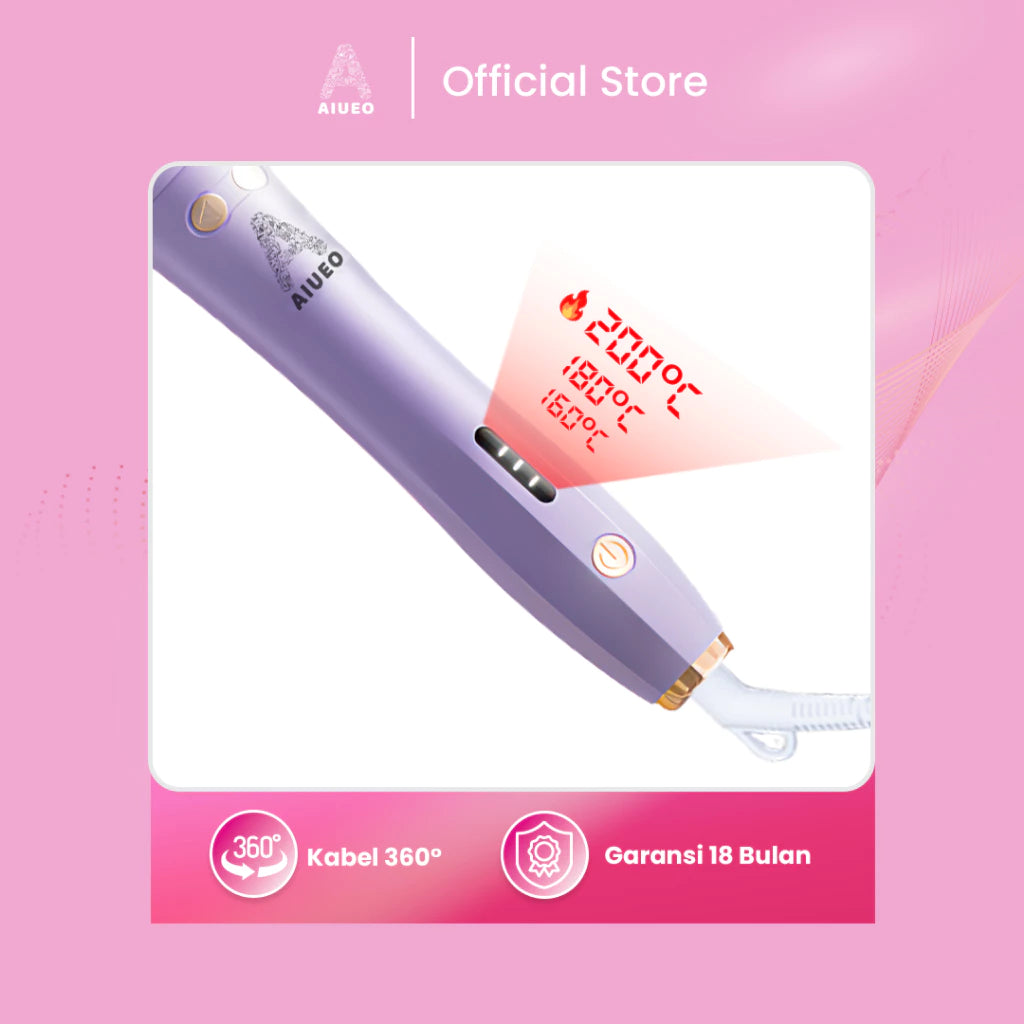 AIUEO Catokan Rambut Rose 168 Catok Keriting Rambut Otomatis Plat Keramik Warna Ungu