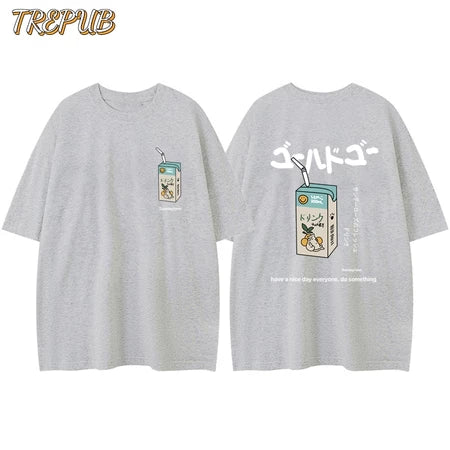 TREPUB.T-shirt Oversize Drink box Baju Kaos Korean Style | Pria Wanita /129