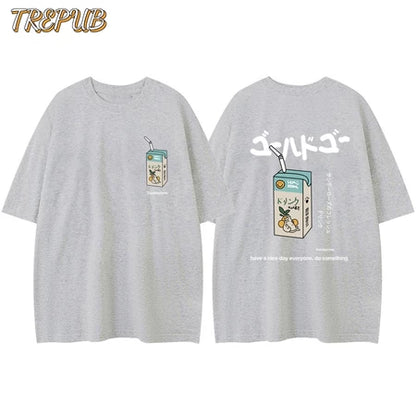 TREPUB.T-shirt Oversize Drink box Baju Kaos Korean Style | Pria Wanita /129