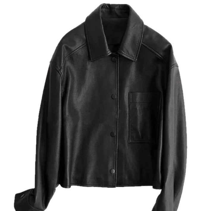 - Leather Jacket Wanita Casual Branded Semi Kulit Premium faux synthethic leather kekinian
