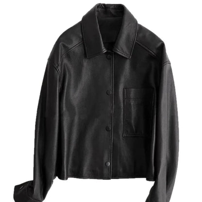 - Leather Jacket Wanita Casual Branded Semi Kulit Premium faux synthethic leather kekinian