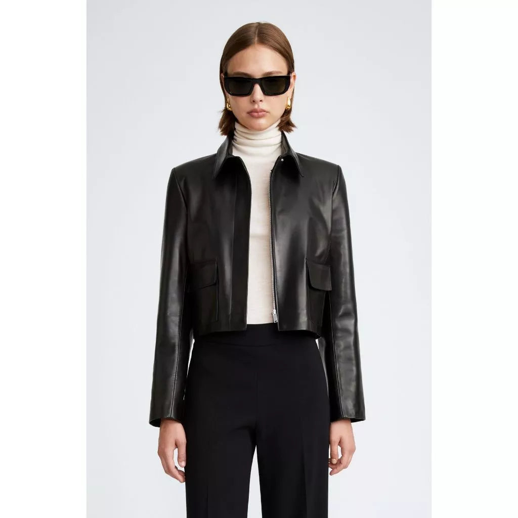 - Jacket Leather Wanita Outter crop