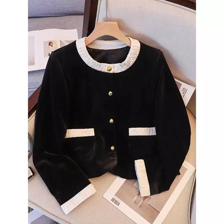 EMITA BLOOM baju blazer wanita korea style jacket outer hitam polos crop top lengan panjang kondangan wanita kekinian korea pesta