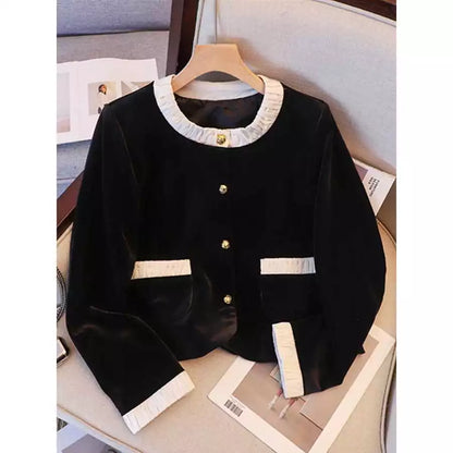 EMITA BLOOM baju blazer wanita korea style jacket outer hitam polos crop top lengan panjang kondangan wanita kekinian korea pesta