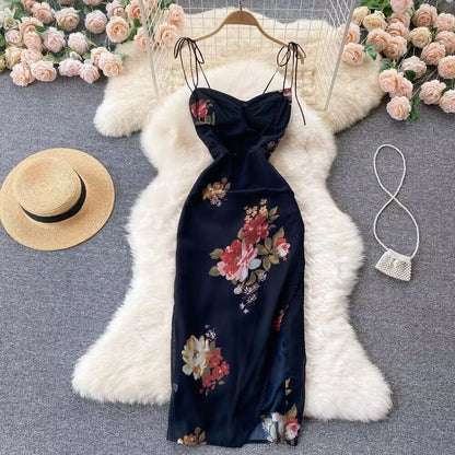 EMITA BLOOM dress hitam wanita party dress wanita kekinian long dress press body sexy lengan korean style y2k dress pantai jumbo (XS-