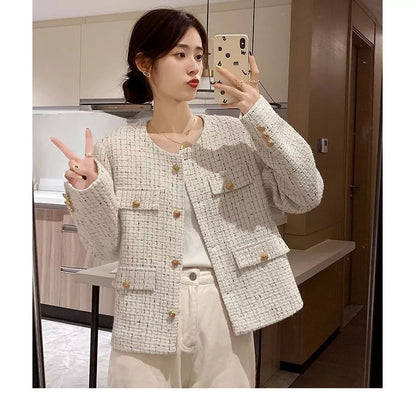 EMITA BLOOM spring outer biru kondangan wanita kekinian lengan panjang korean style lebaran 2026 tweed blazer batik wanita premium