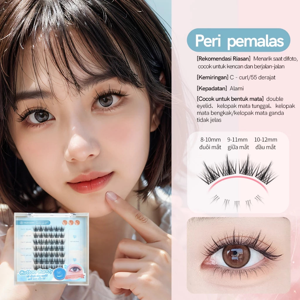 MLEN DIARY Bulu Mata Palsu Cotton Candy Seri Natural Simulasi Iblis Murni Liar Riasan Mata Bulu Mata Peri bulu mata eyelash extension