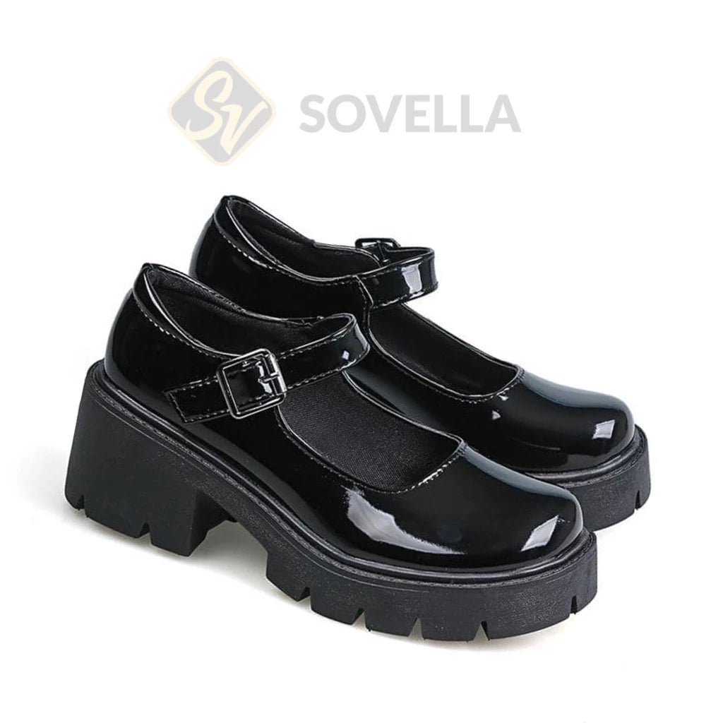 SOVELLA Thalia Sepatu Boots Kerja Wanita Hitam Putih