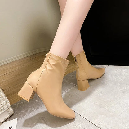 Boots Kulit Wanita Modern Fashion Casual Korean Style Terbaru - 0306