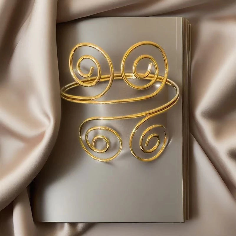 Gelang lengan Trendy Geometric Twisted Cuff Bracelet On The Upper Arm for Women Water Drop Shape Bangles Adjustable Jewelry Party Girls