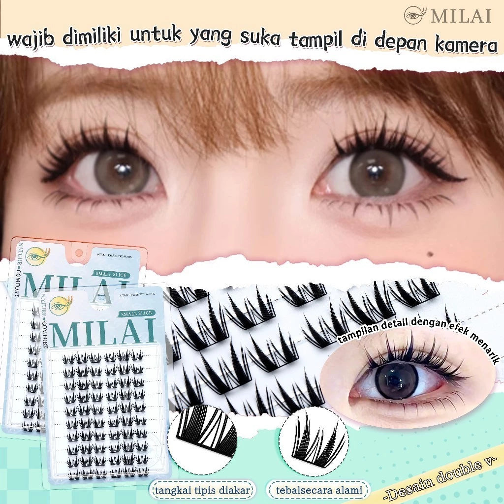 MILAI C05 Kucing Kecil Bulu Mata Palsu Serat Kapas Premium - Bulumata Eyelash Extension