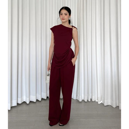 CLEEF KNIT SET / Setelan Wanita Casual Korean Knit Lengan Pendek Celana Panjang Kulot
