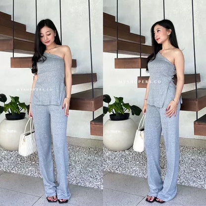 Joji One Set Tanktop Celana Panjang Setelan Rib Knit Premium Wanita