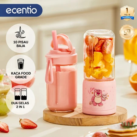 ecentio juicer portable 10 pisau juicer buah tanpa ampas 380ml+380ml blender jus buah juicer hand blender blender jus blender
