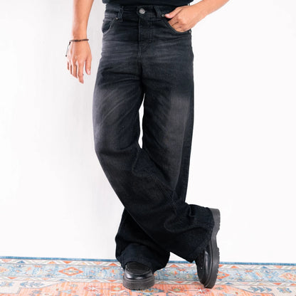 BOZRVK BAGGY JEANS - Celana Jeans Baggy Skena Wide Legs Loos Fit -Celana Gombrong - Baggy Pants - Nubie Black Series