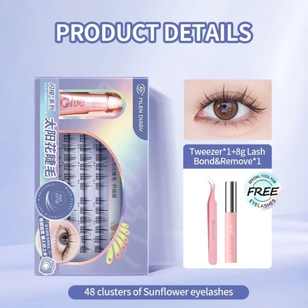 MLEN DIARY Blue Sunflower Eyelashes bulu mata palsu + lem