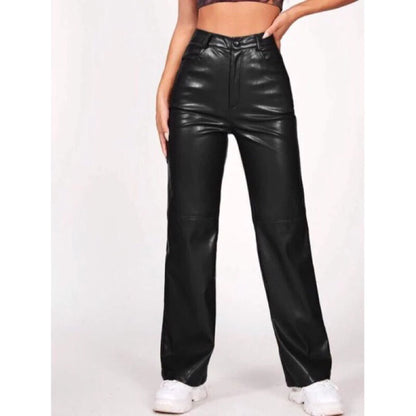 Celana Kulit Wanita Semi Kulot Musim Gugur Highwaist
