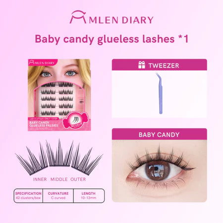 MLEN DIARY Baby Candy Bulu Mata Eyelash ExtensionTidak Perlu Lem Bulu Mata Bawah Natural 10-13mm Bulu Mata Eyelash Extension