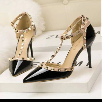 Jual High Heels Stap Melton hitam Diskon