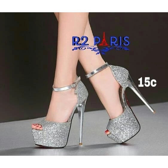 Jual Sepatu High Heels Straps Wanita Glitter Hak 13cm Ananta Silver Gold R2 Berkualitas