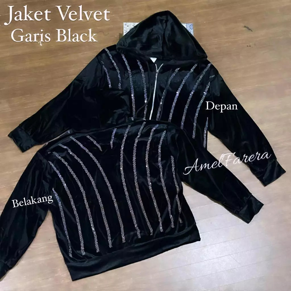 JAKET HOODIE VELVET BLING DAN BORDIR PREMIUM / JAKET VELVET VIRAL