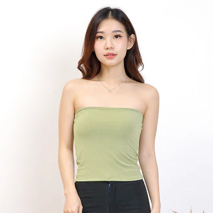 NZINGA Long Tube l Atasan Wanita Tanpa Lengan Strapless - Tube Top Polos Body Fit | All dan Big