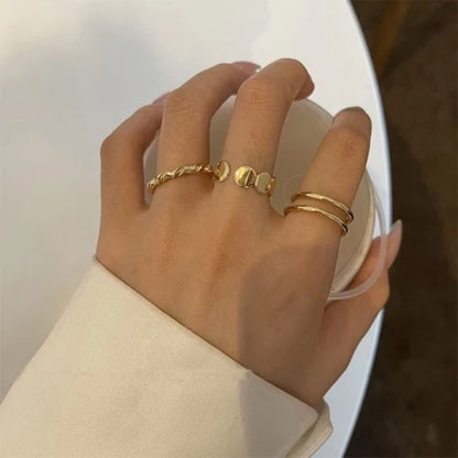 Sadyye 10PCS/SET Cincin Tanaman Rambat Cincin Berongga Bunga Bunga Sederhana Mutiara Imitasi