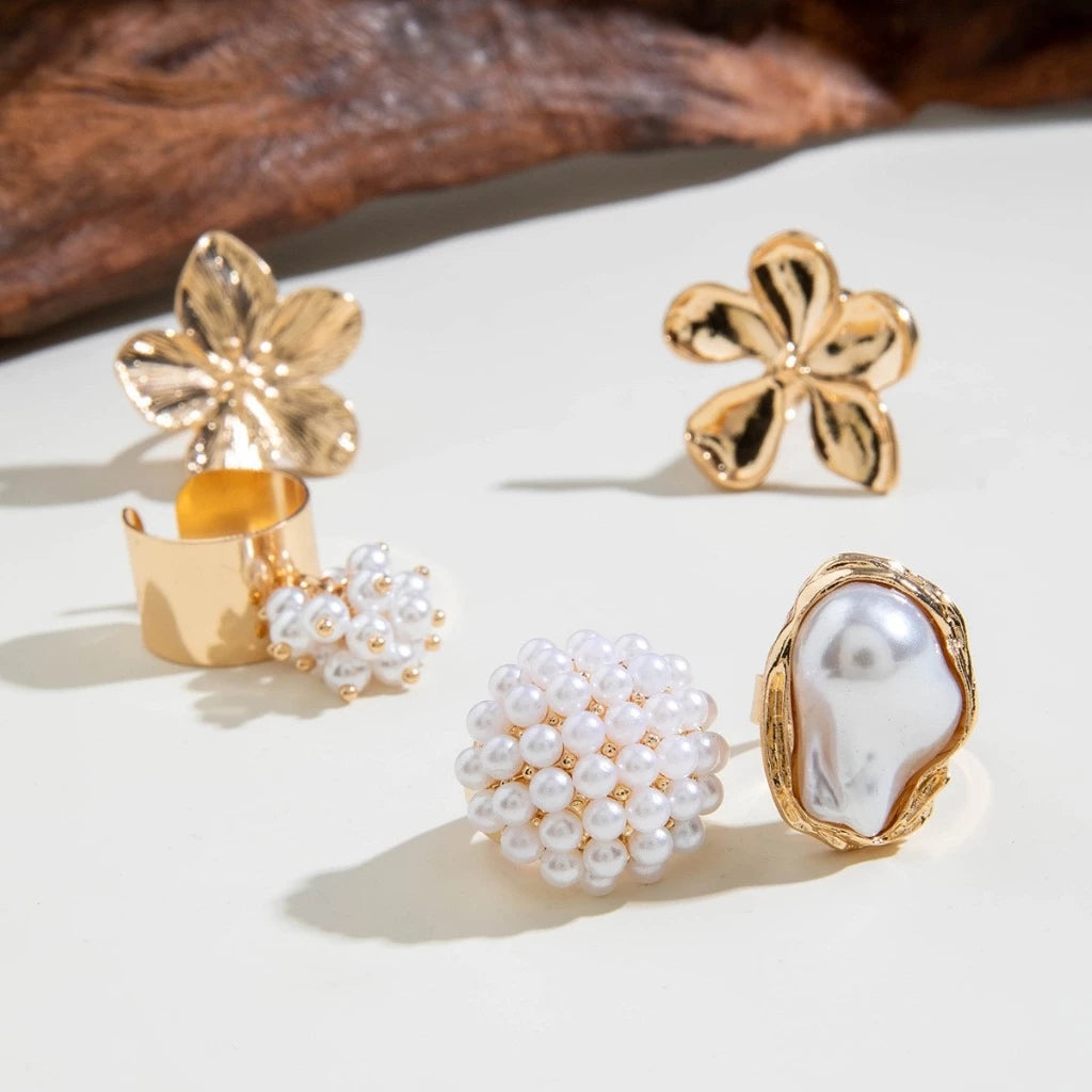 12pcs Cincin Fashion Terbuka Geometris Emas Sliver Set Cincin Gaya retro chic Tren Pribadi Wanita