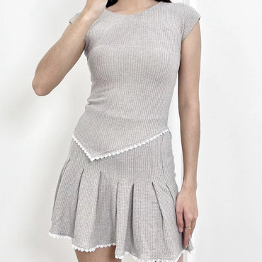 [GURLBUCKET] Medico Set / Top / Skirt / Atasan / Rok / Oneset Waffle Brush "Pakaian Wanita"
