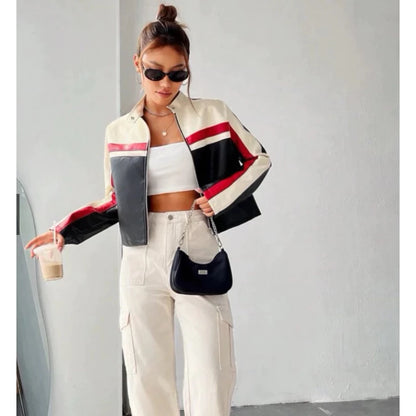 Jaket Kulit wanita dan pria cropped 3 colors streetwear daily use