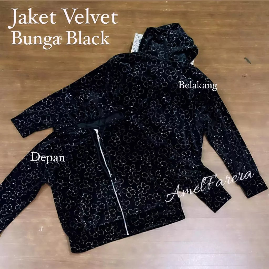 JAKET HOODIE VELVET BLING DAN BORDIR PREMIUM / JAKET VELVET VIRAL