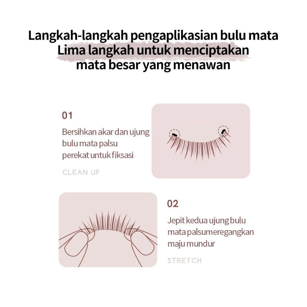 MLEN DIARY Bulu Mata Capacity 4 Pairs Contains Glue DIY bulu mata eyelash extension 1 paket Bulu Mata Palsu + lem Makeup Korea