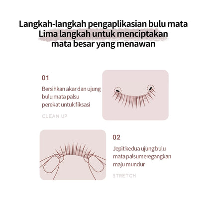MLEN DIARY Bulu Mata Capacity 4 Pairs Contains Glue DIY bulu mata eyelash extension 1 paket Bulu Mata Palsu + lem Makeup Korea