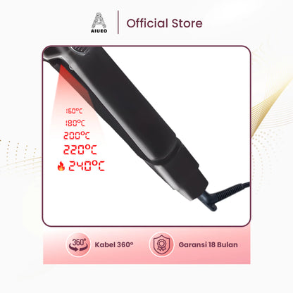 AIUEO Catokan Rambut Berli 8099 Catok Rambut Meluruskan Blow Keriting 3 in1 - Warna Hitam