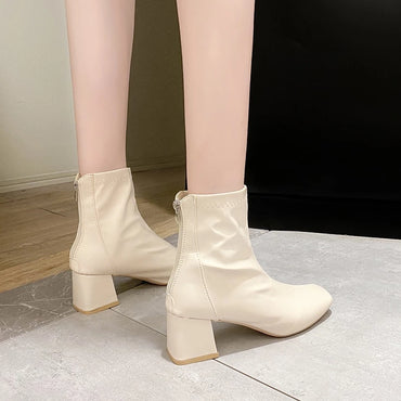 Boots Kulit Wanita Modern Fashion Casual Korean Style Terbaru - 0306