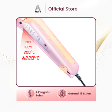 AIUEO Catokan Rambut Rosi 459 Catok Rambut 3in1 220°C Nano Silver Hair Straightener - Curly - Blow Warna Pink